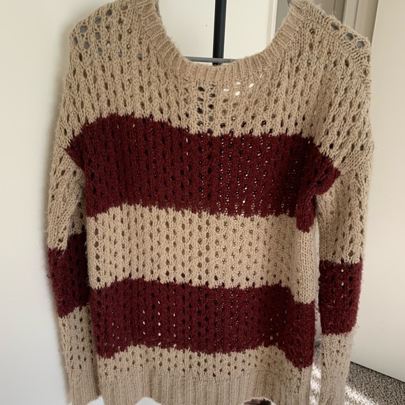 Purple and Tan Striped Sweater - Picture 2 of 5